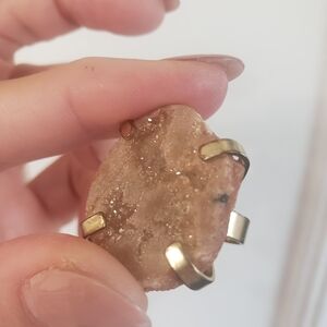 Gold Raw Peach Orange Stone Ring